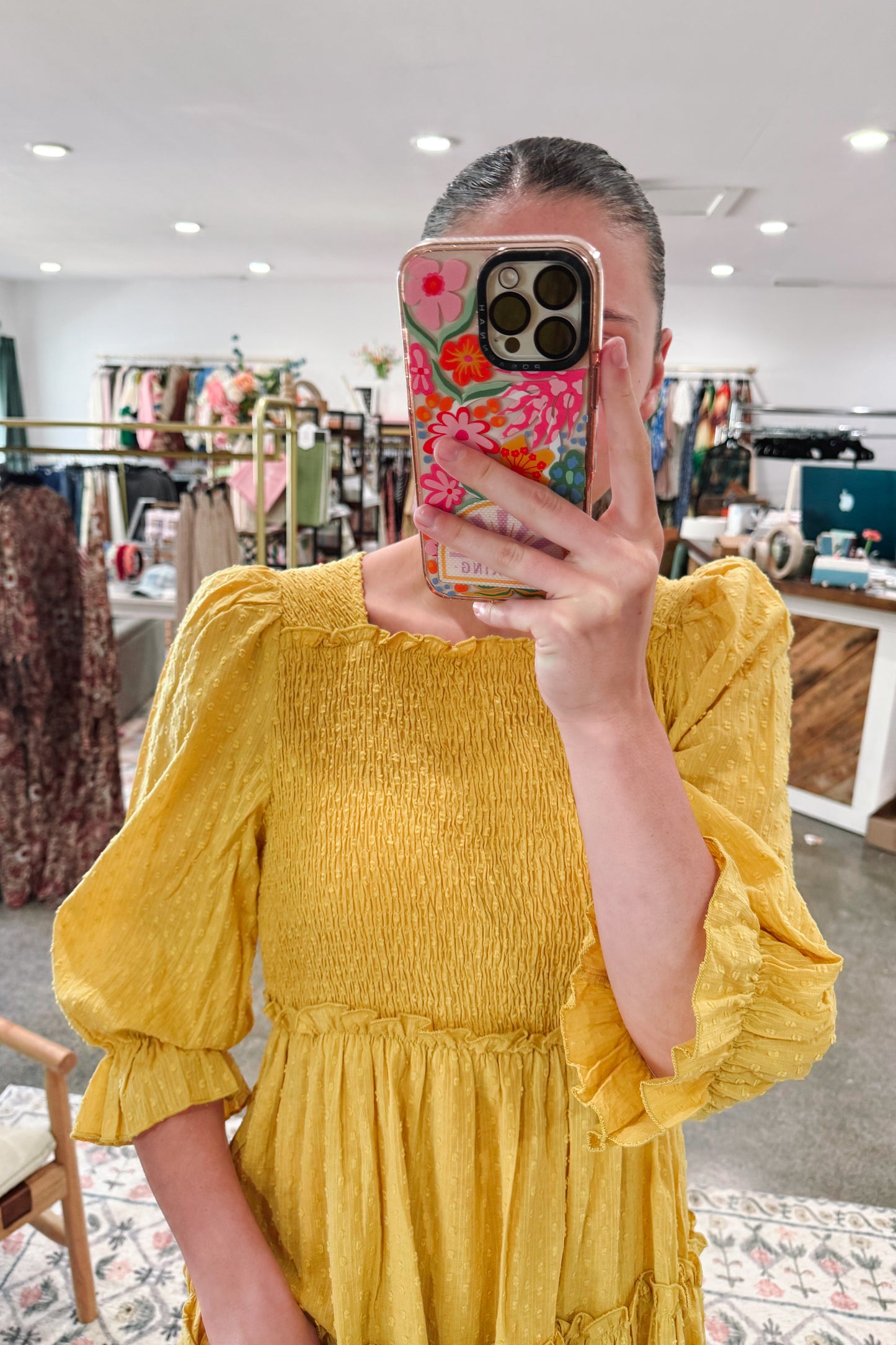 Golden Cream Dress - MEDIUM
