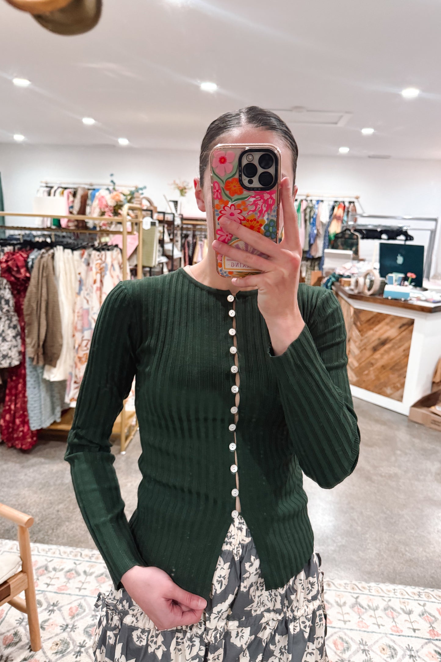 Mossy Green Cardigan - LARGE