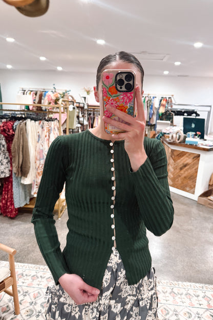 Mossy Green Cardigan - LARGE