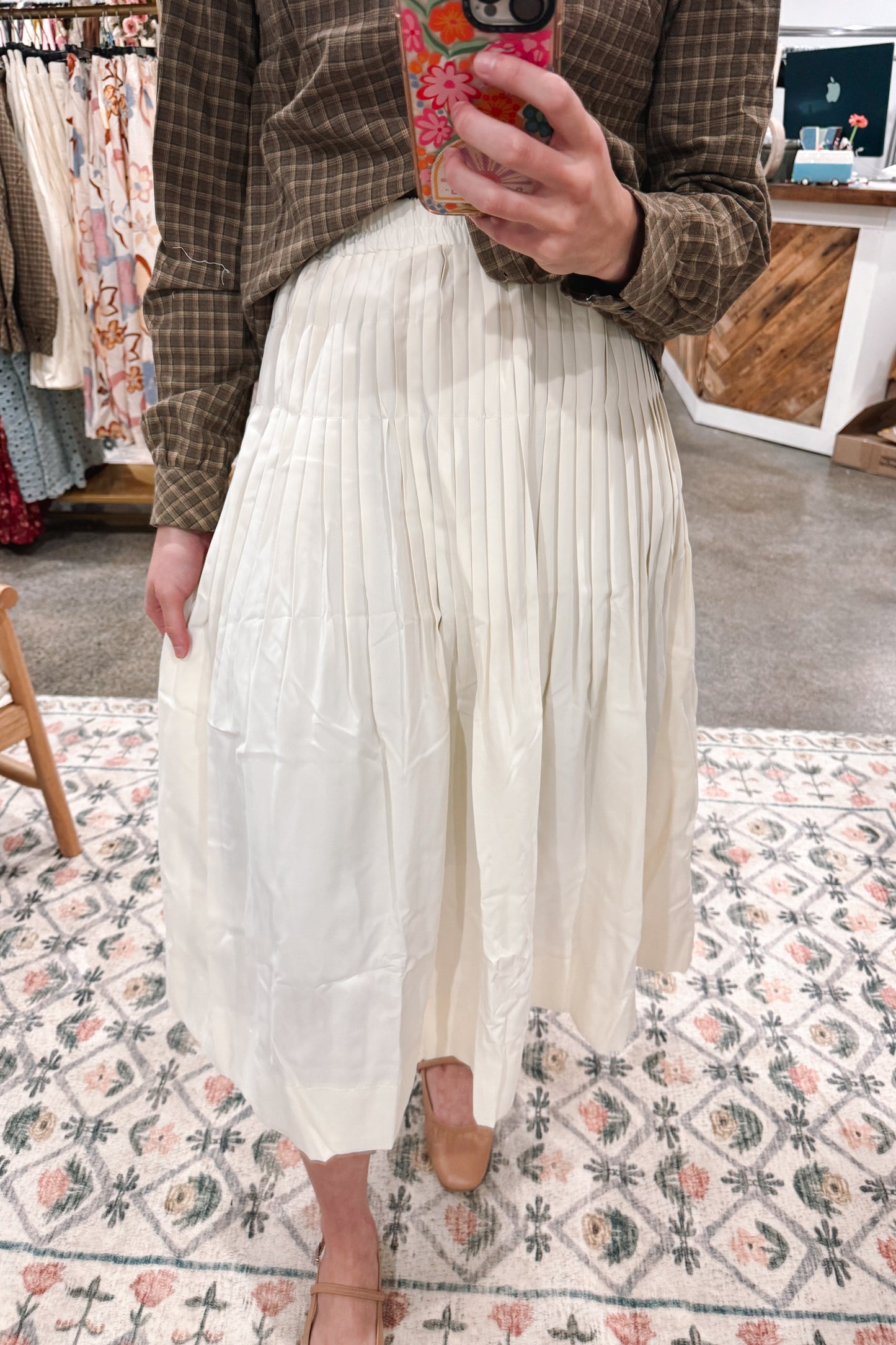 Cream Midi Skirt
