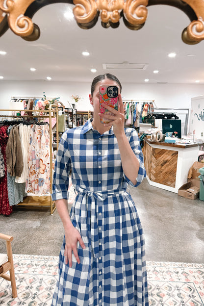 Blue Check Dress - MEDIUM