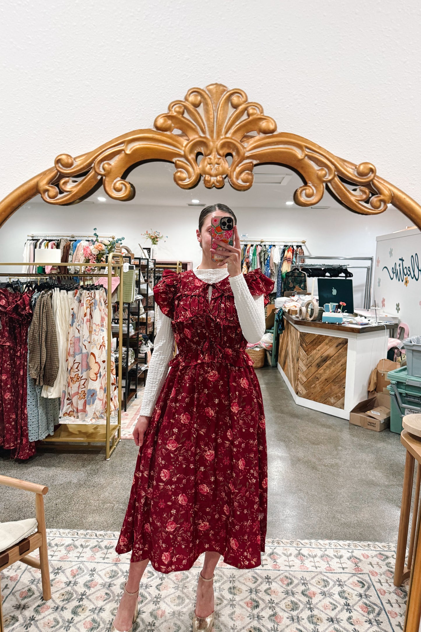Burgundy Bloom Dress