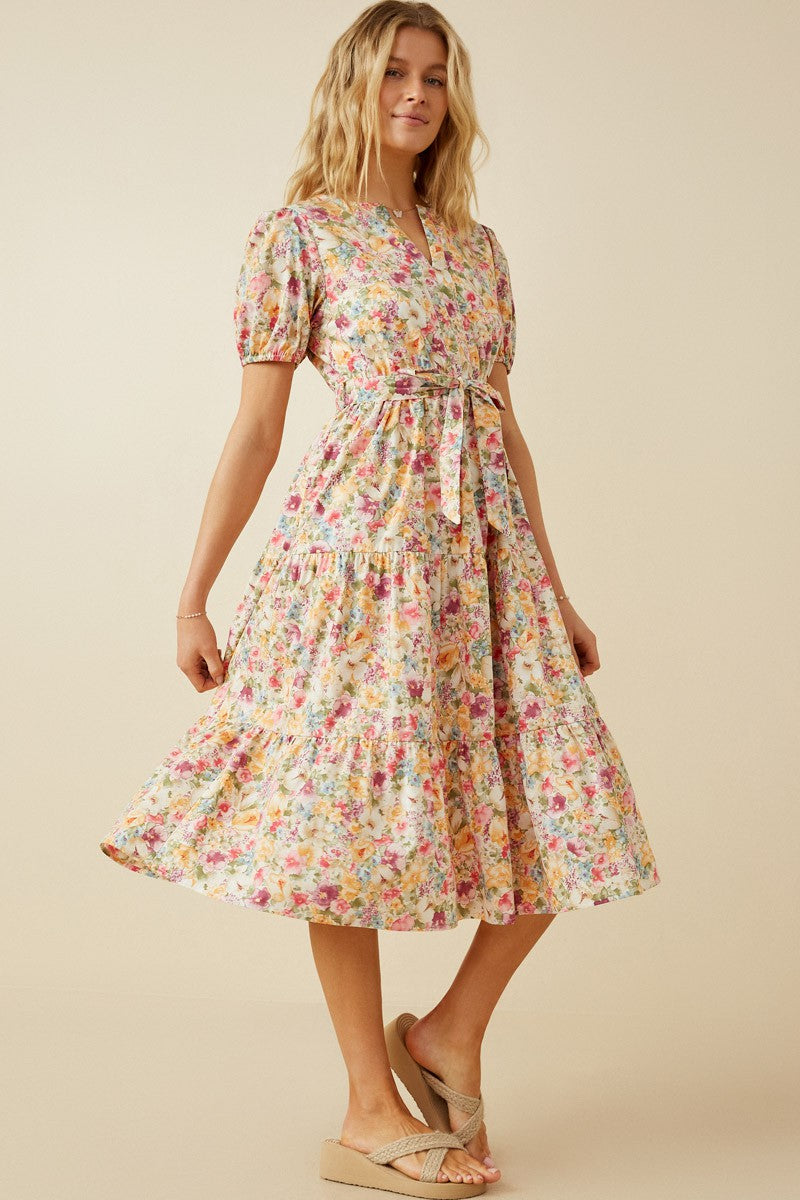 Floral Tie Dress - SMALL