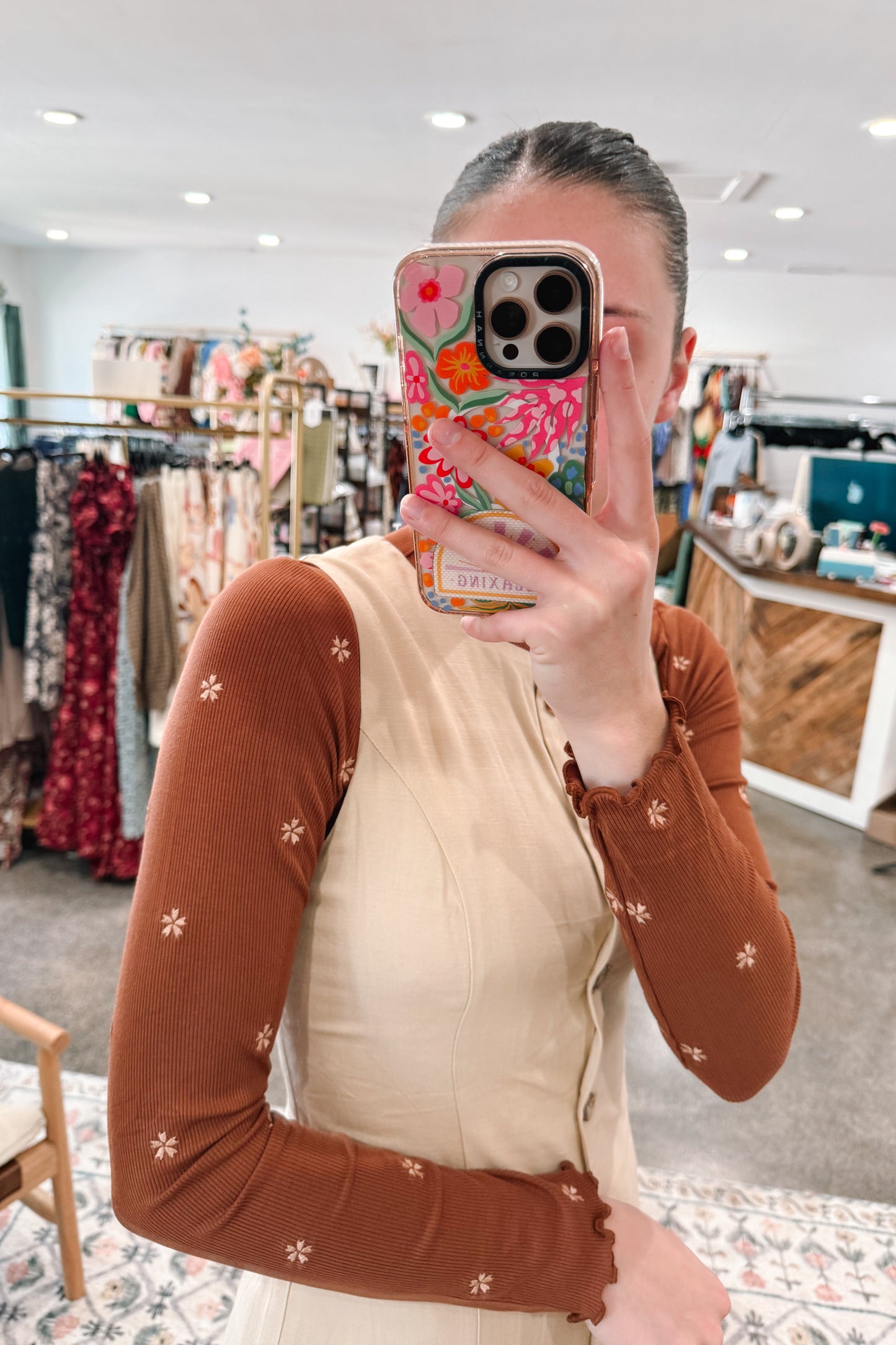 Flower Embroidered Undershirt