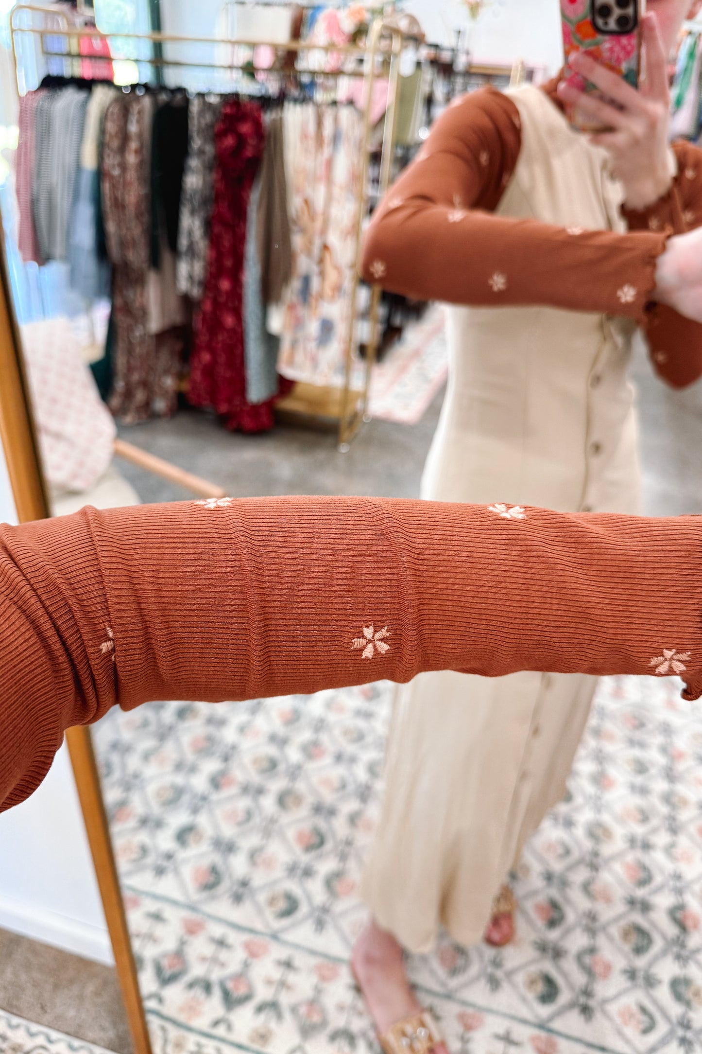 Flower Embroidered Undershirt