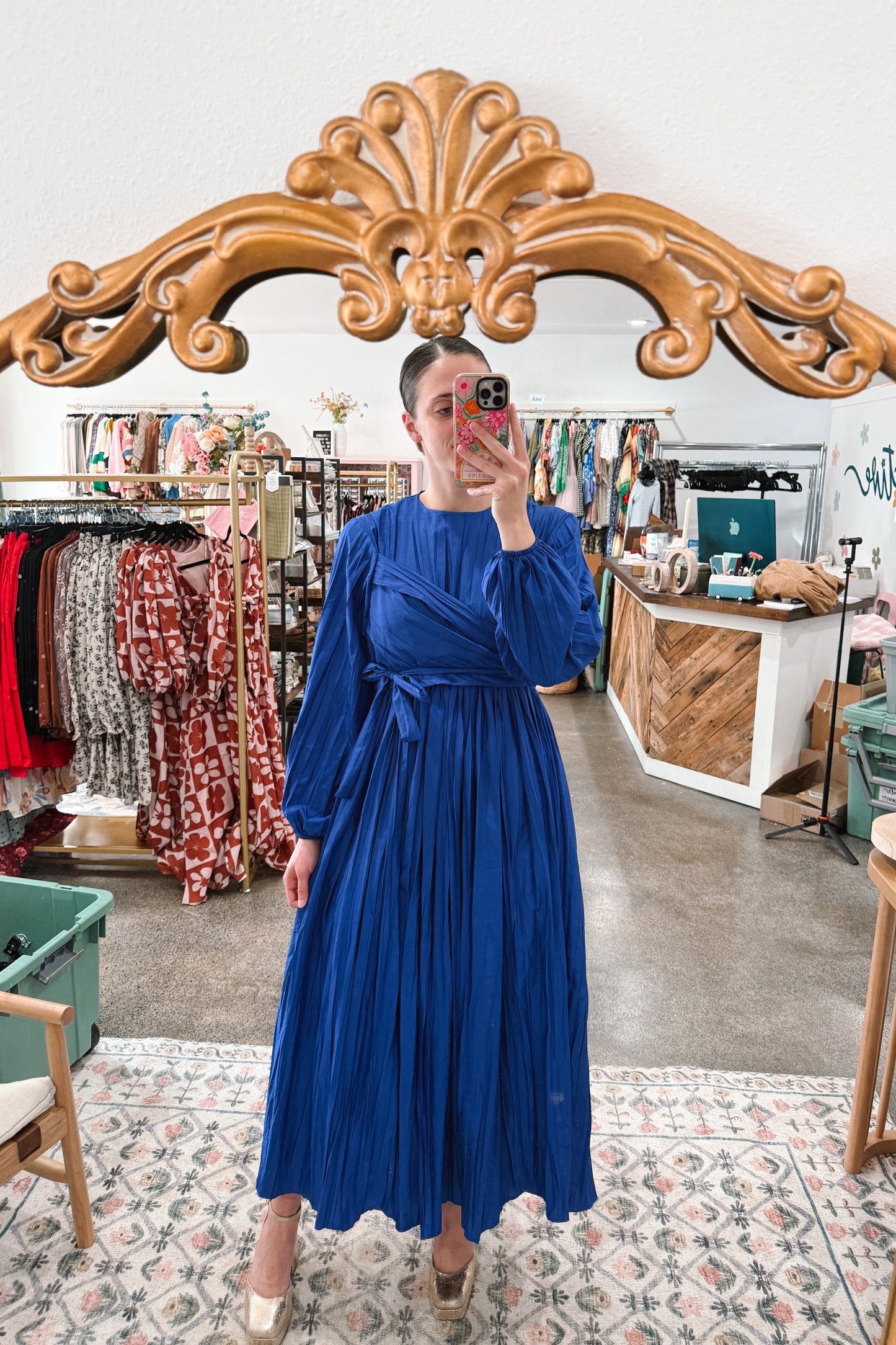 Midnight Blue Crinkle Dress