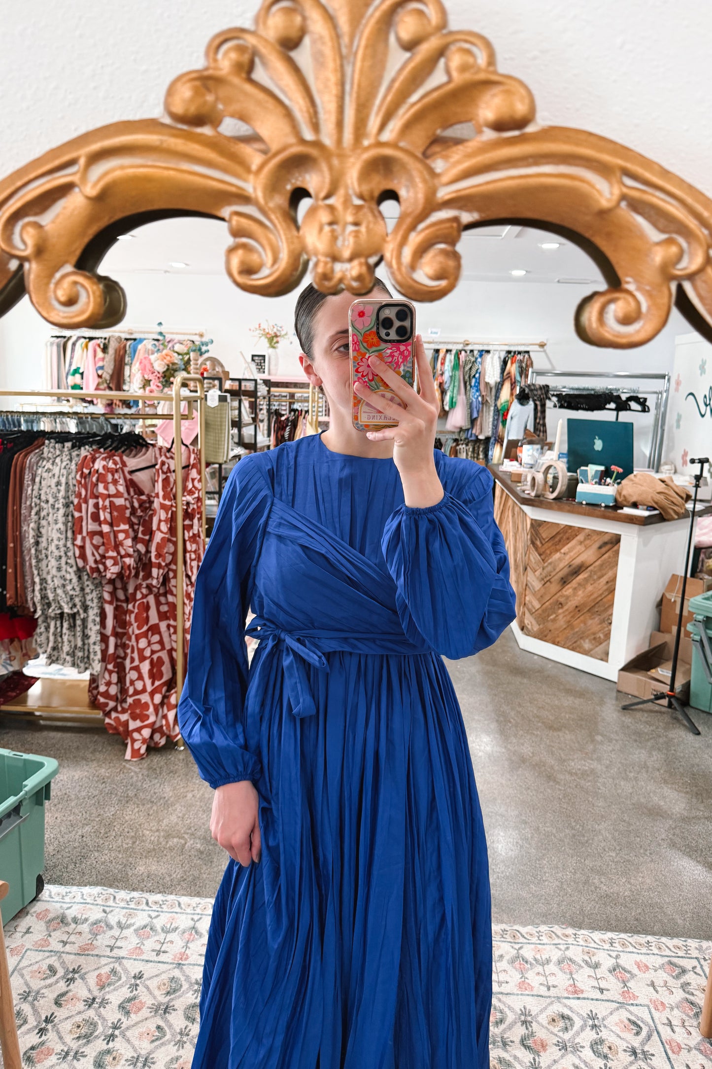 Midnight Blue Crinkle Dress