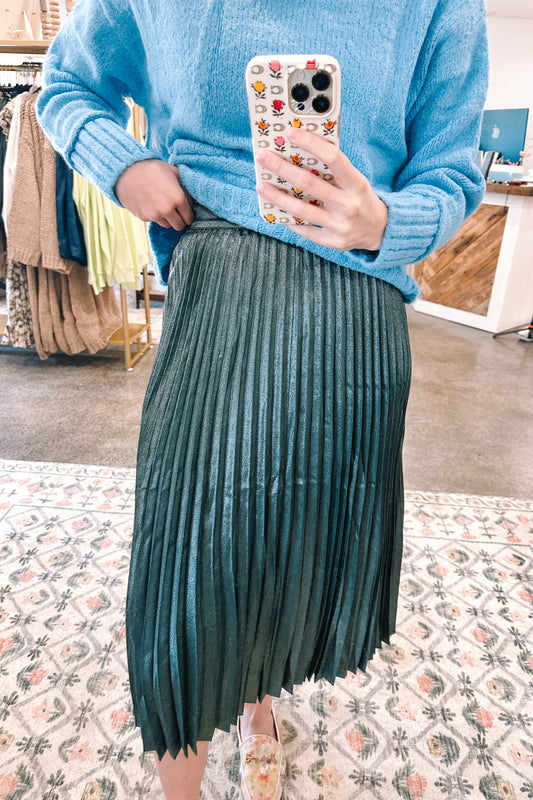 Green Metallic Skirt - MEDIUM