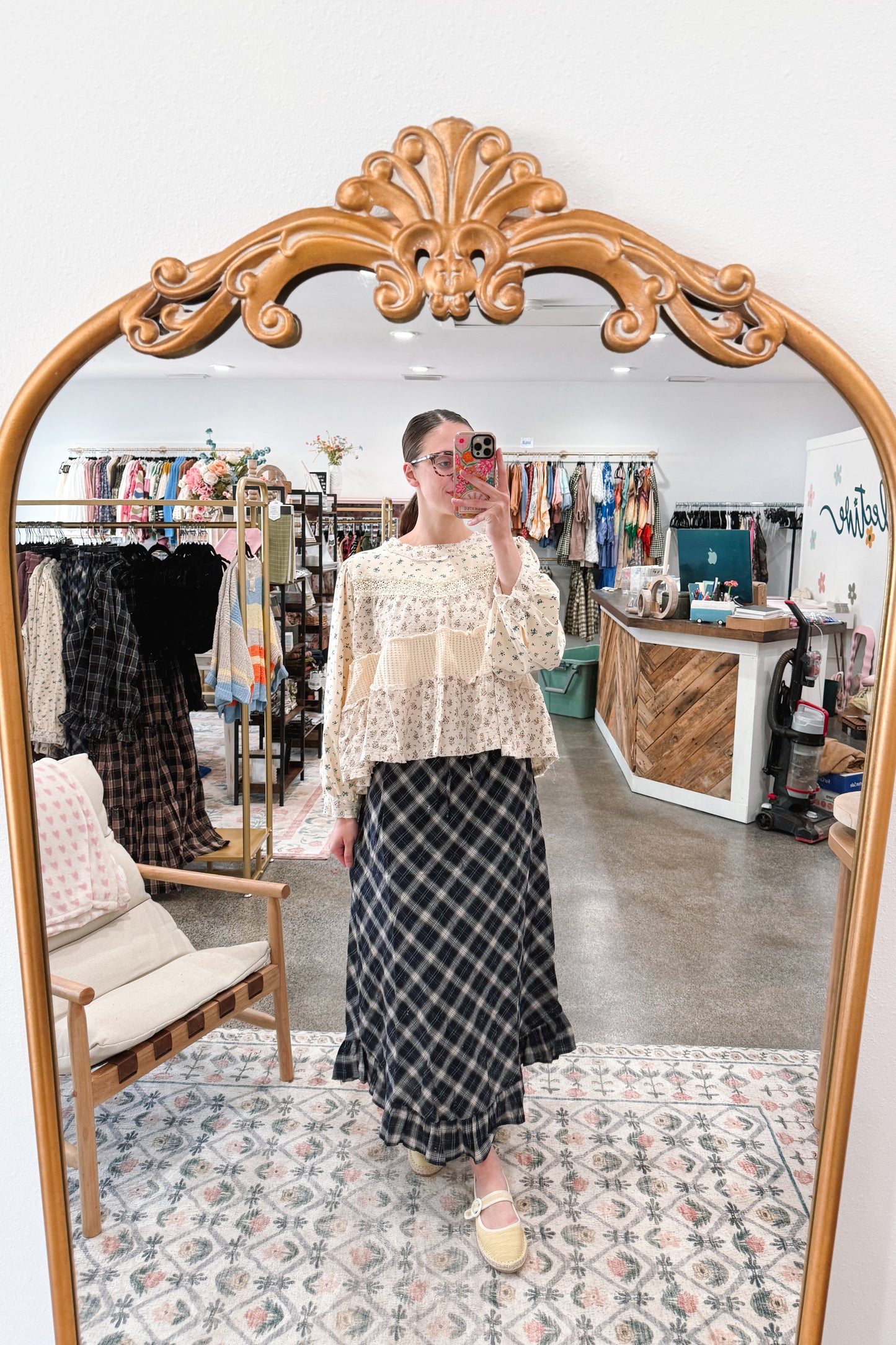 Navy Check Skirt