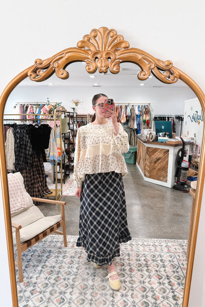 Navy Check Skirt