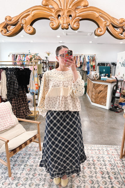 Navy Check Skirt