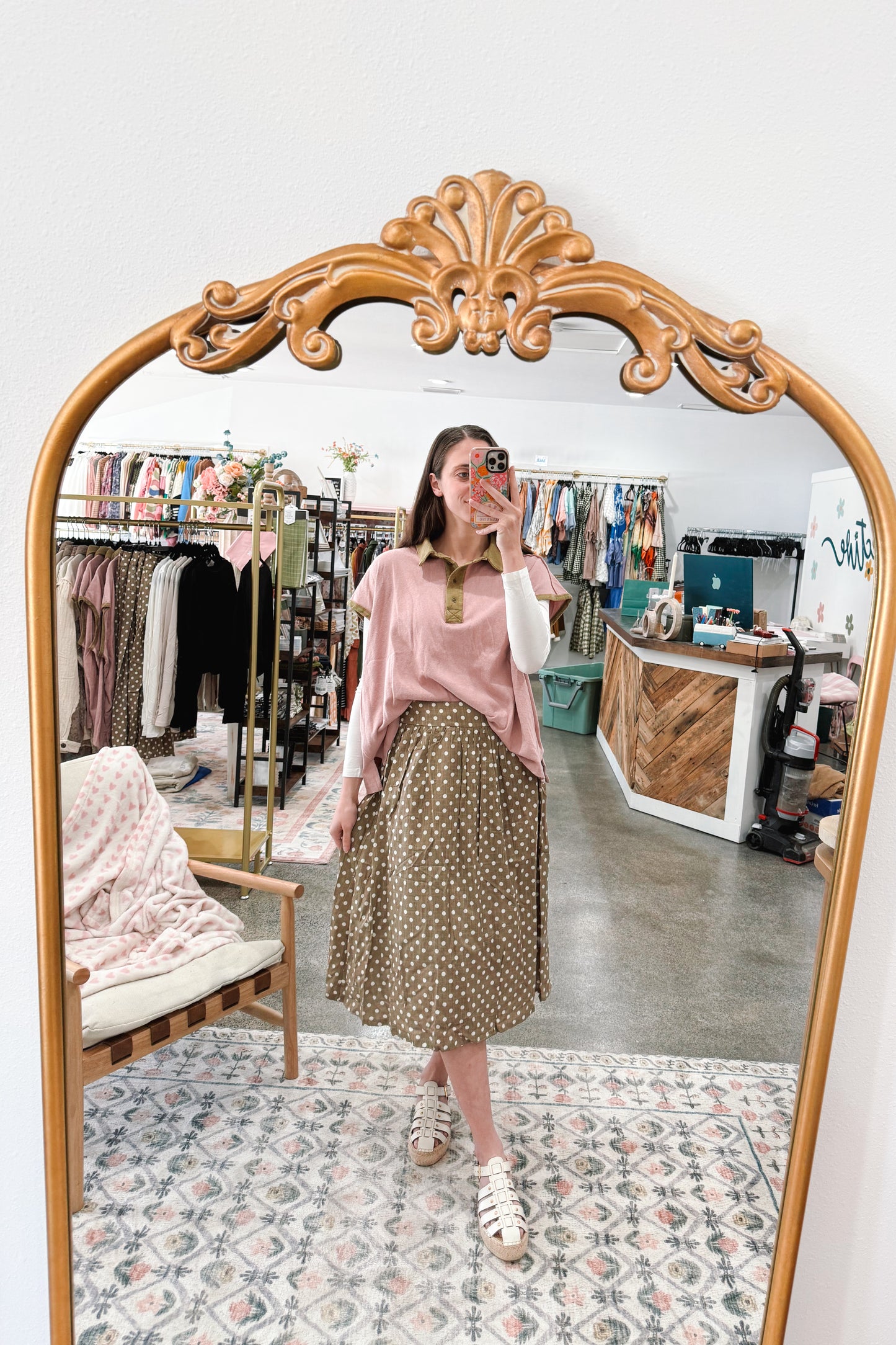 Tan Polka Dot Skirt