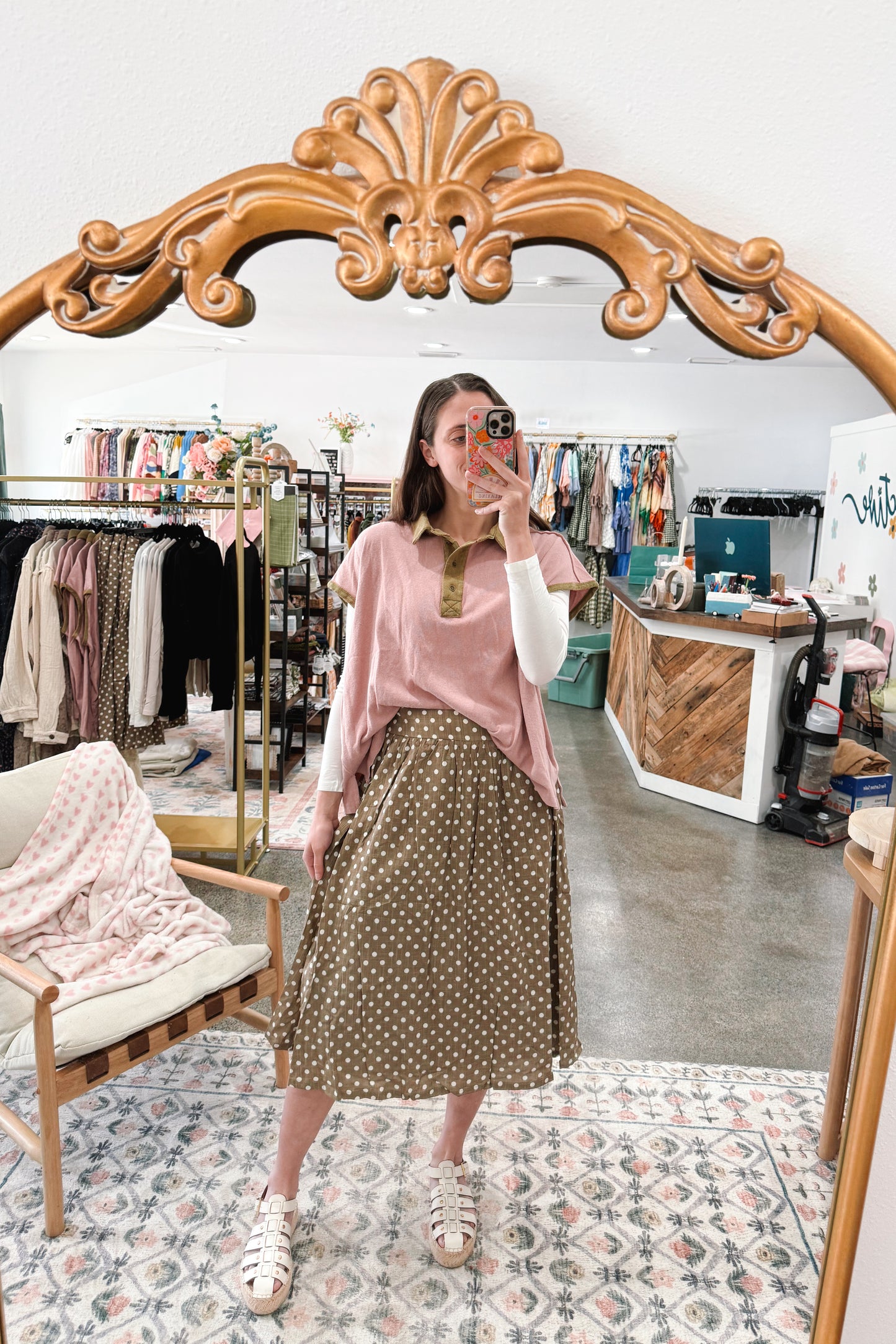 Tan Polka Dot Skirt