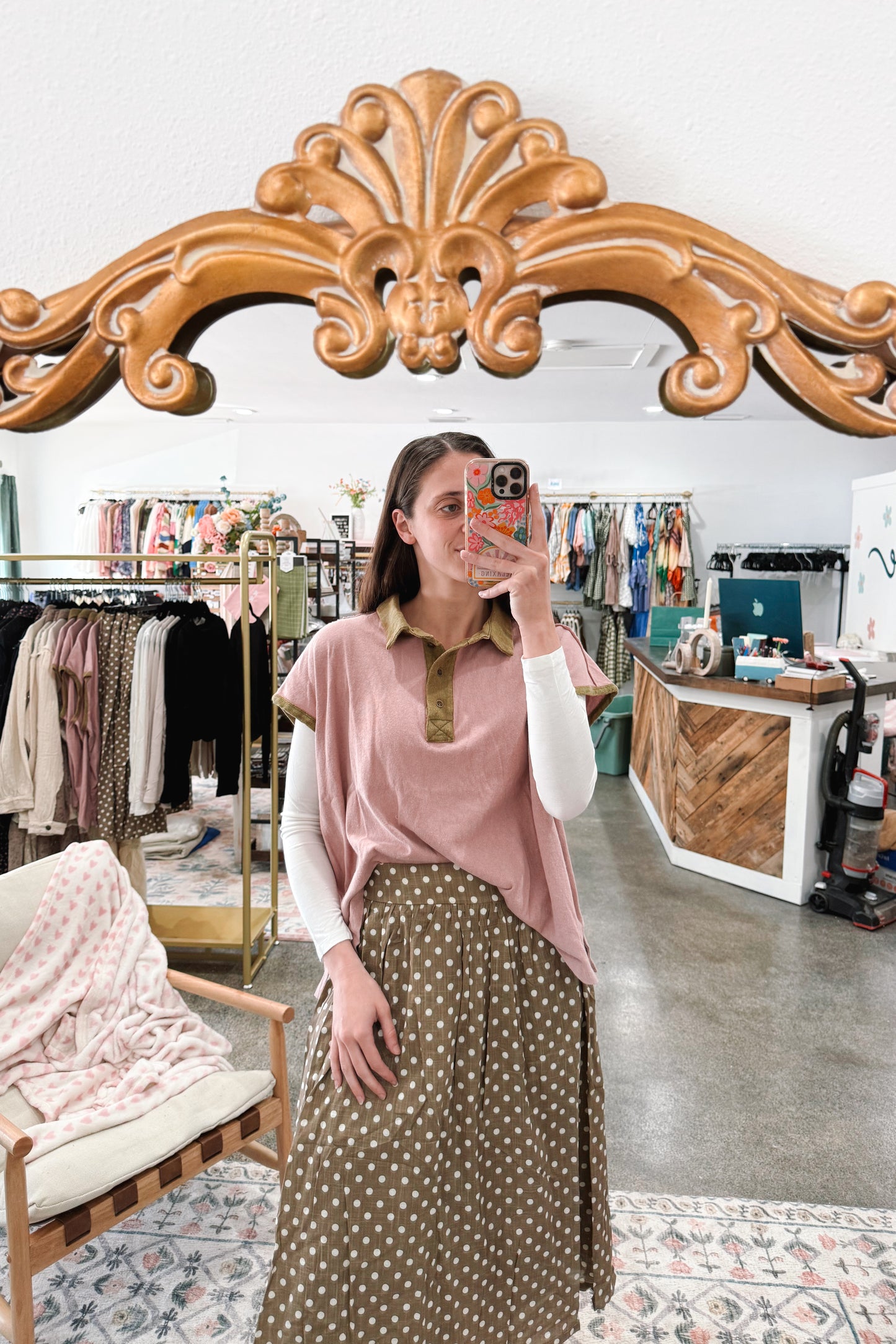 Tan Polka Dot Skirt
