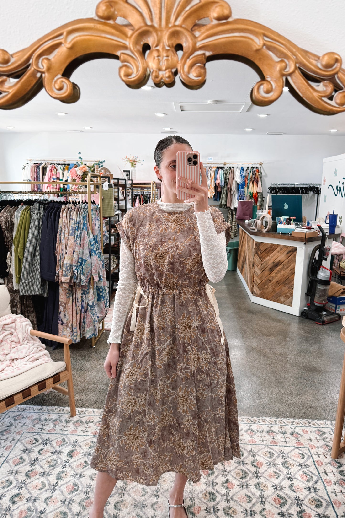 Woven Floral Print Dress