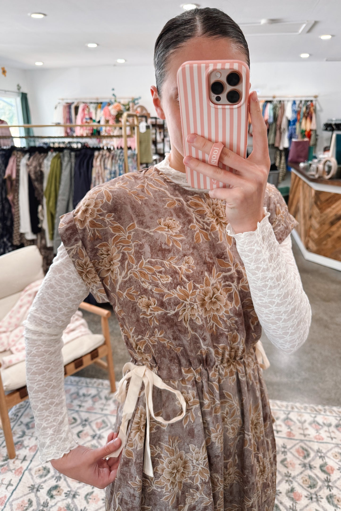 Woven Floral Print Dress