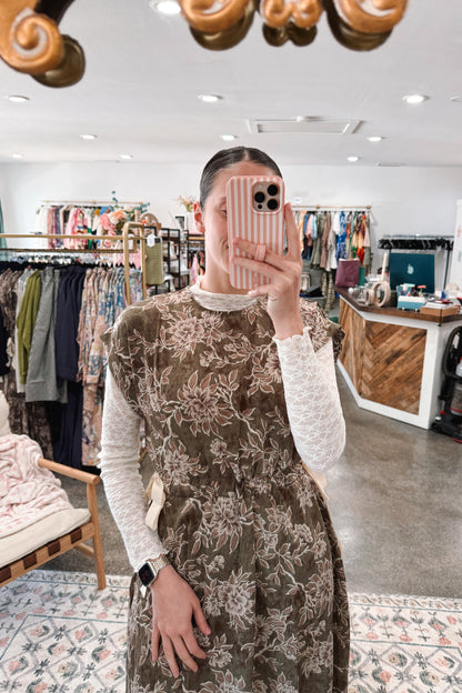 Woven Floral Print Dress