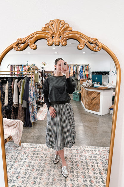 Black Gingham Bubble Skirt