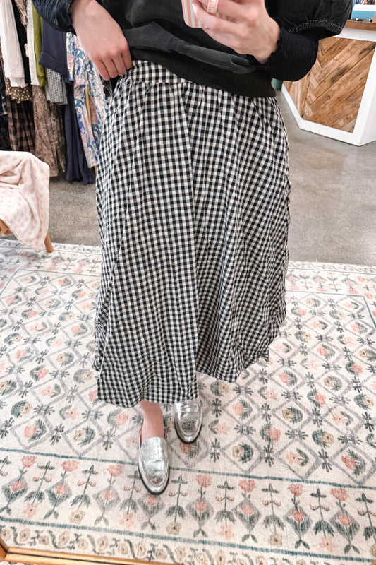 Black Gingham Bubble Skirt