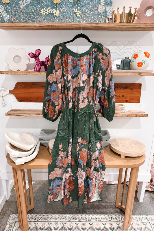 *PLUS* Olive Flower Dress
