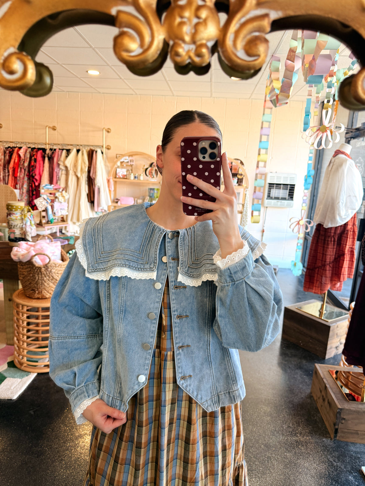 Lace Trim Denim Jacket