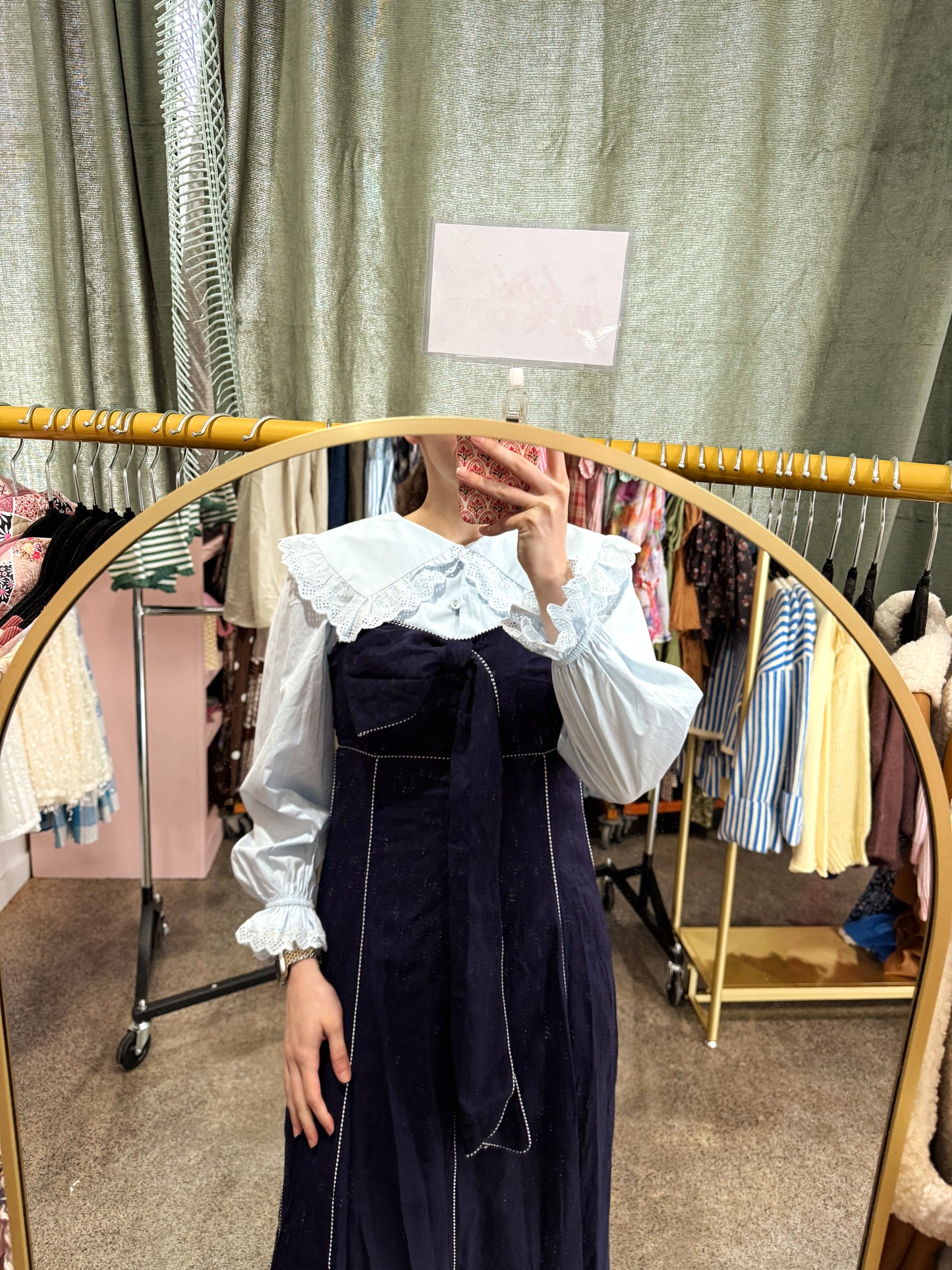 Scalloped Eyelet Collar Blouse