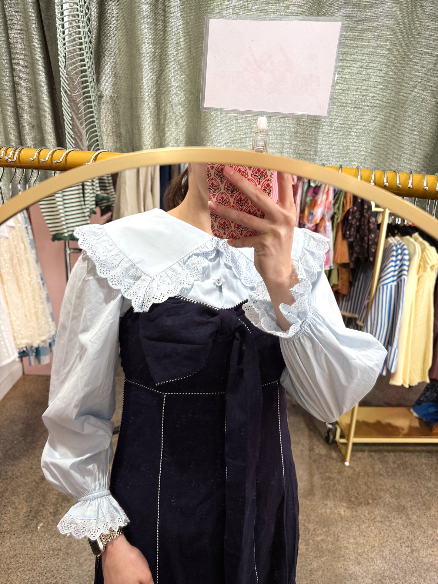 Scalloped Eyelet Collar Blouse