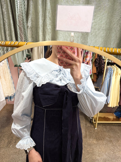 Scalloped Eyelet Collar Blouse