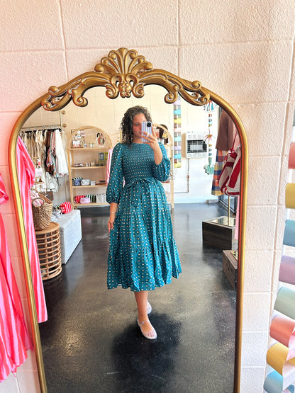 Teal Printed Dress