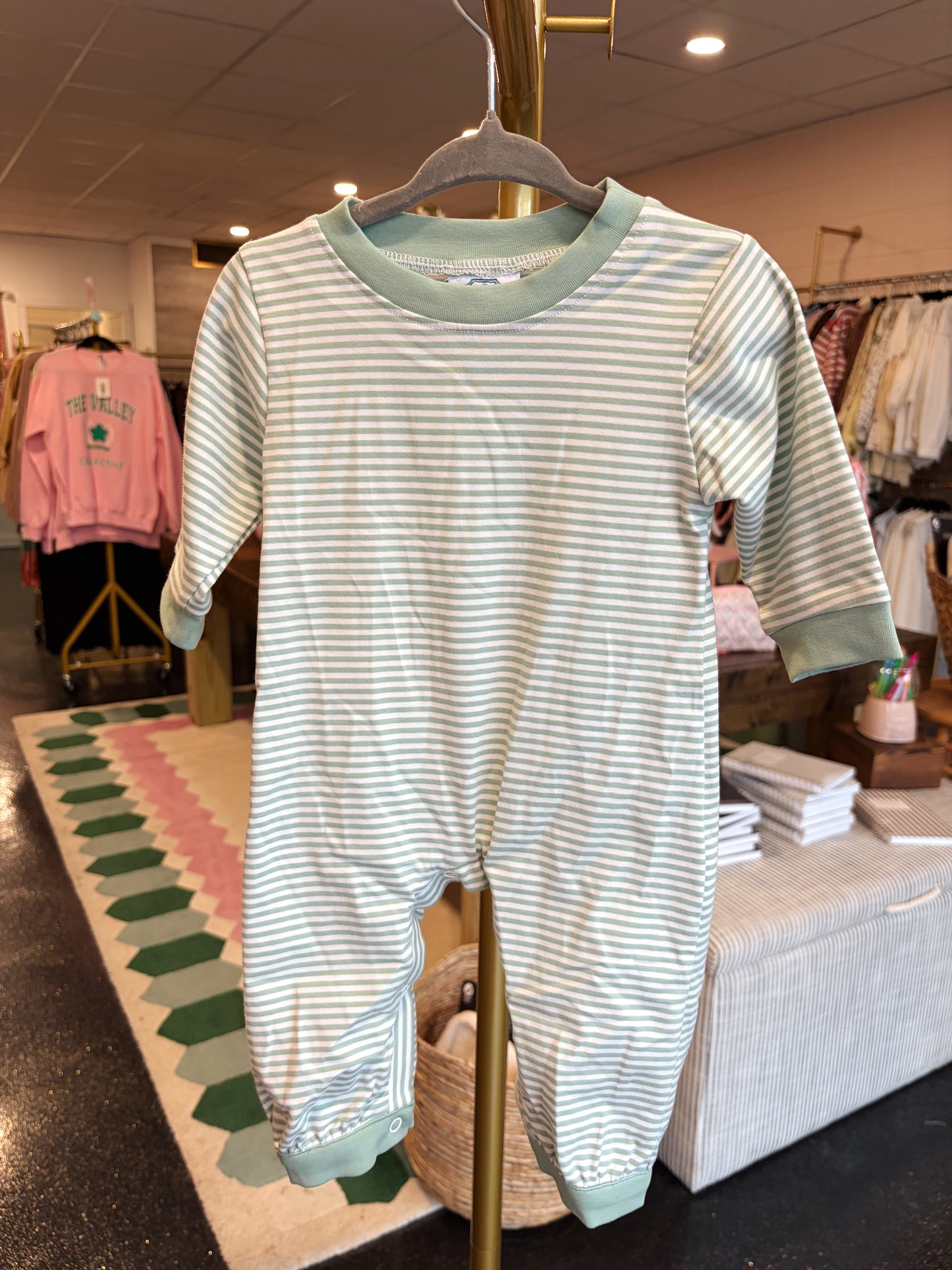 Green Stripe Romper