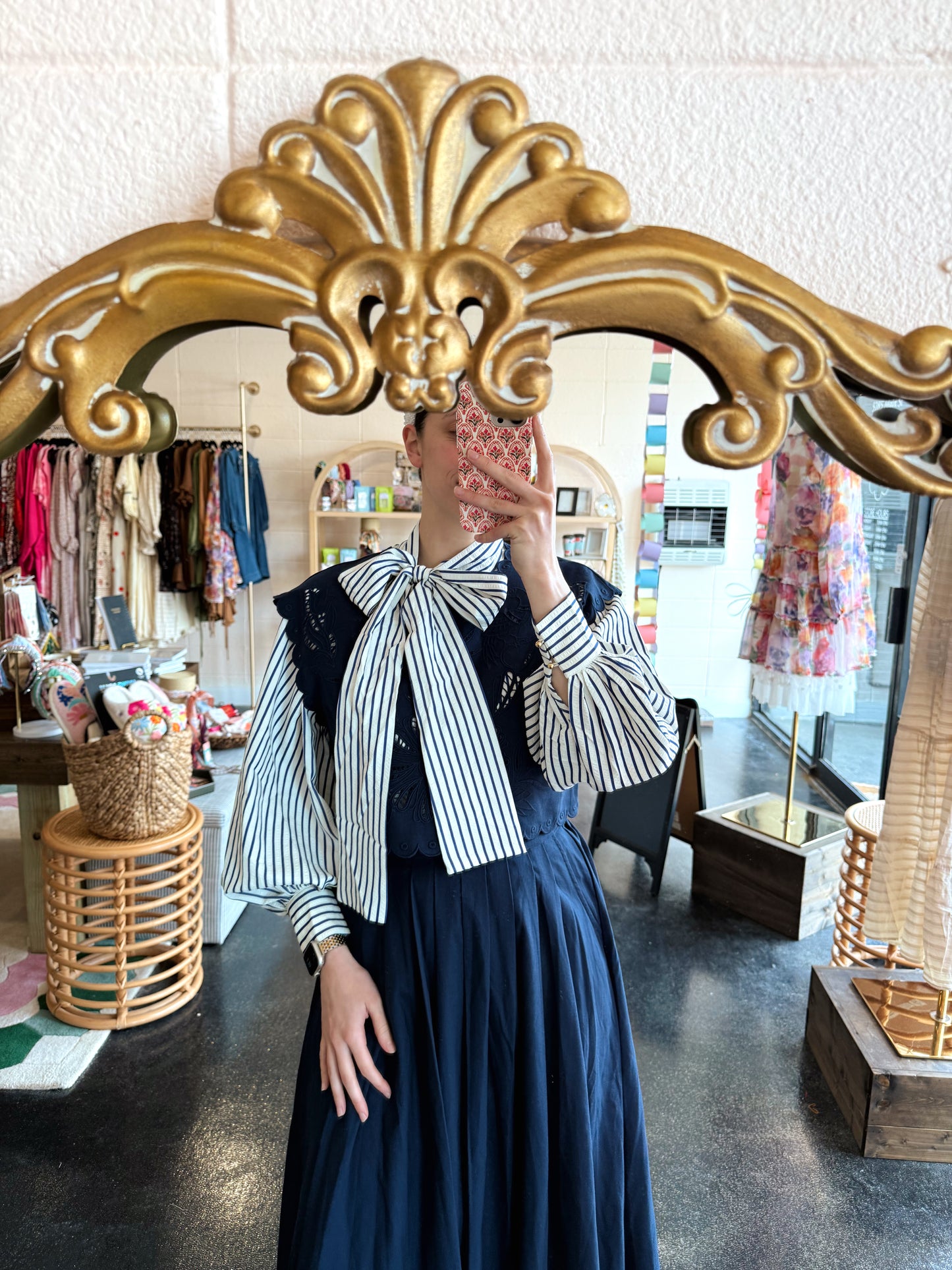 Striped Neck Tie Top