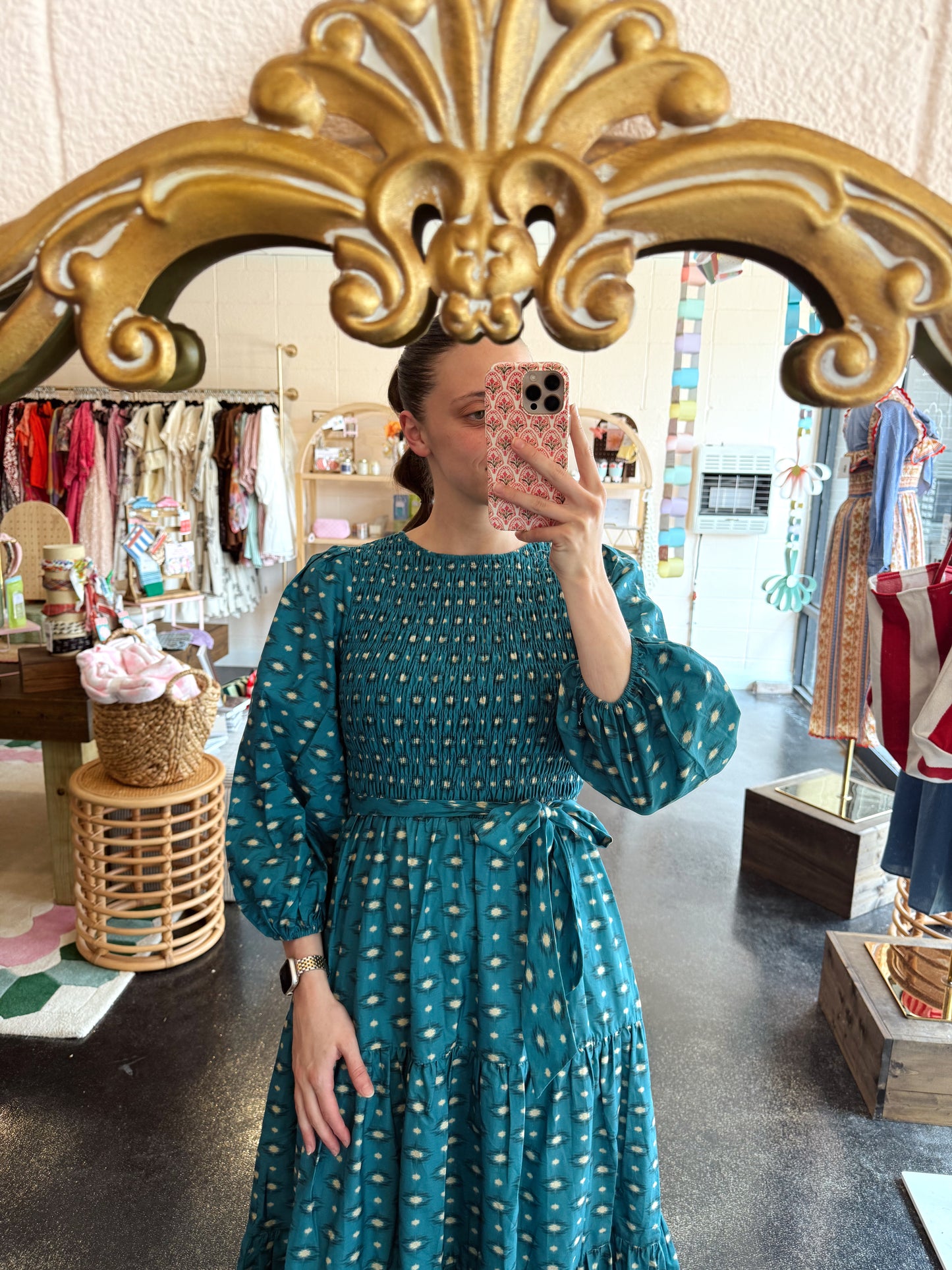 Teal Printed Dress