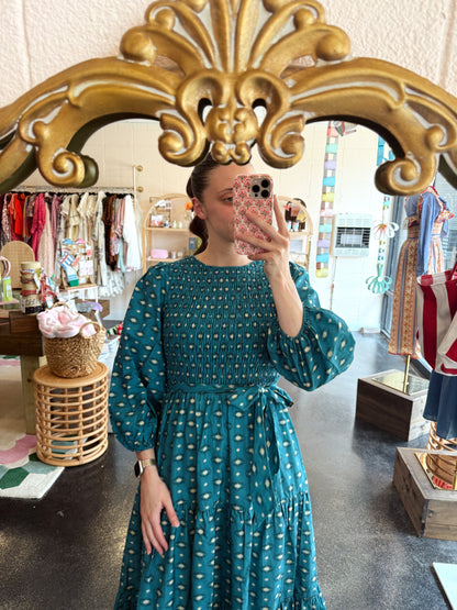 Teal Printed Dress