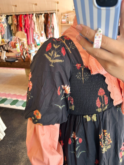 Smocked Floral Print Dress