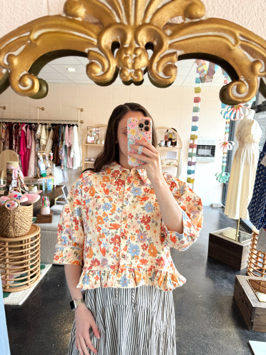 Washed Floral Top