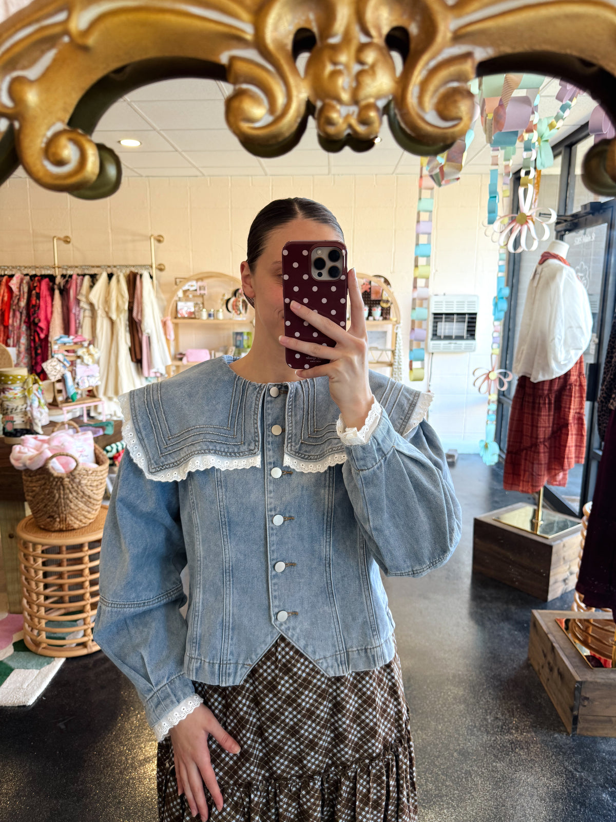 Lace Trim Denim Jacket