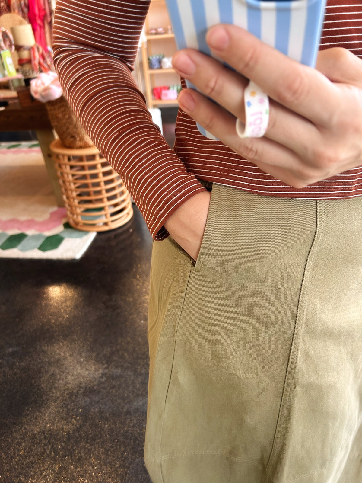 Olive Barrel Skirt