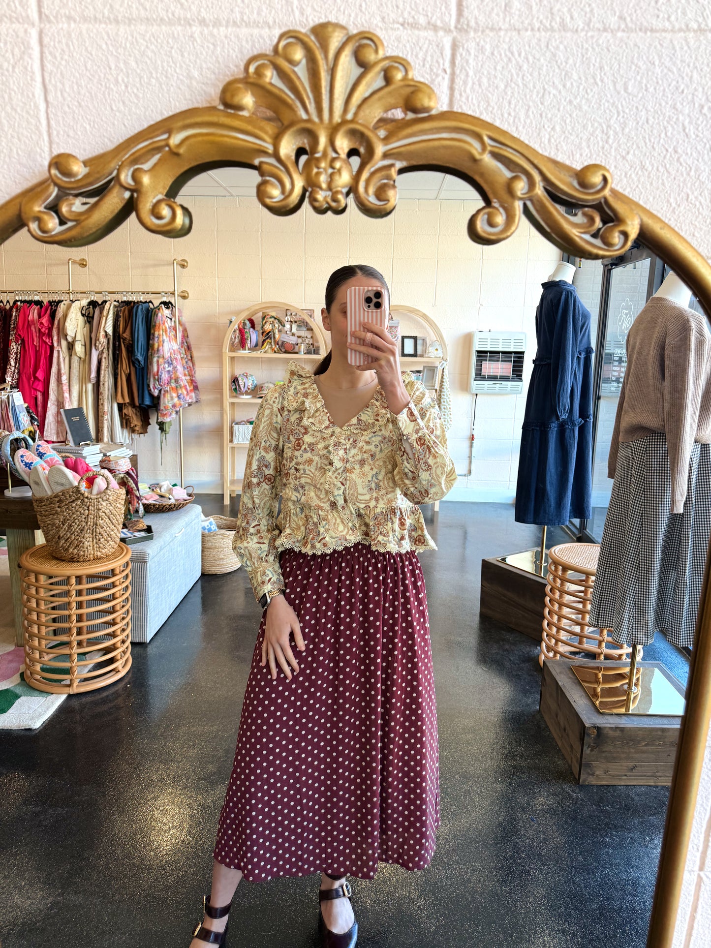 Custard Floral Top