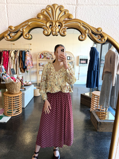 Custard Floral Top