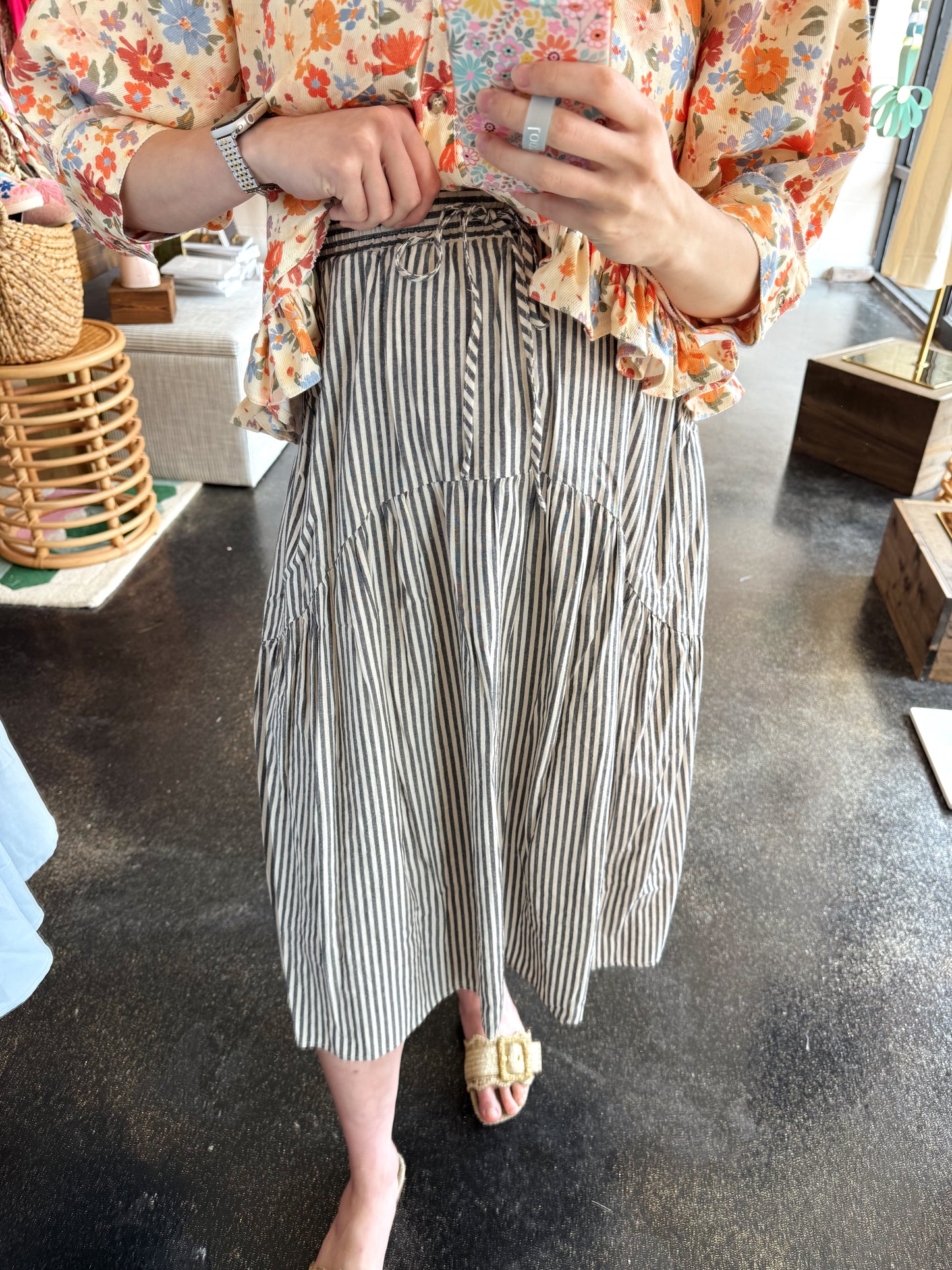 Striped Midi Skirt