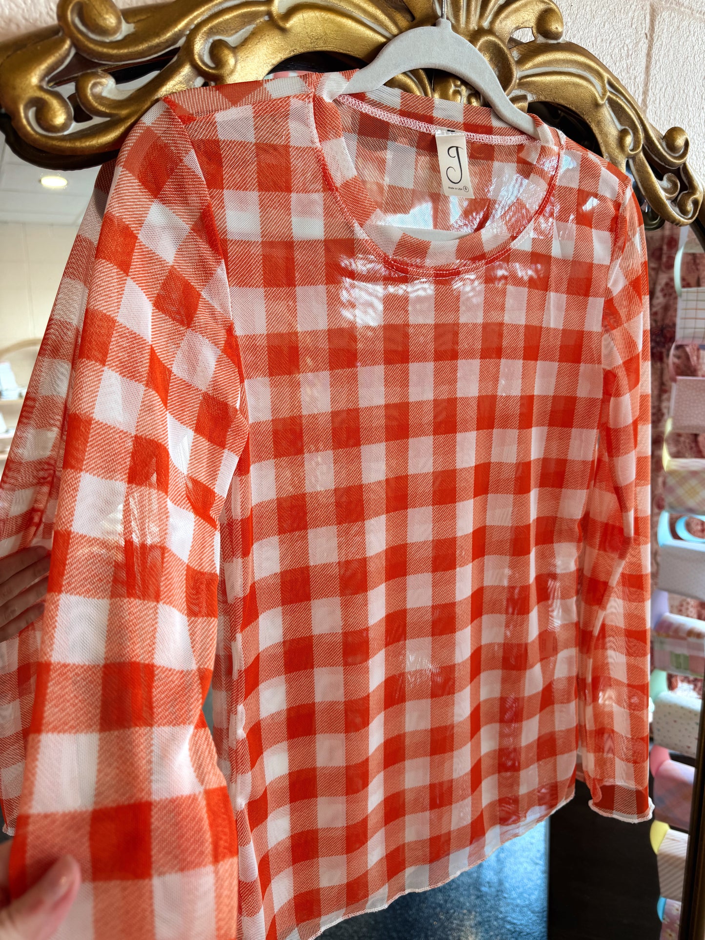 Long Sleeve Mesh Top