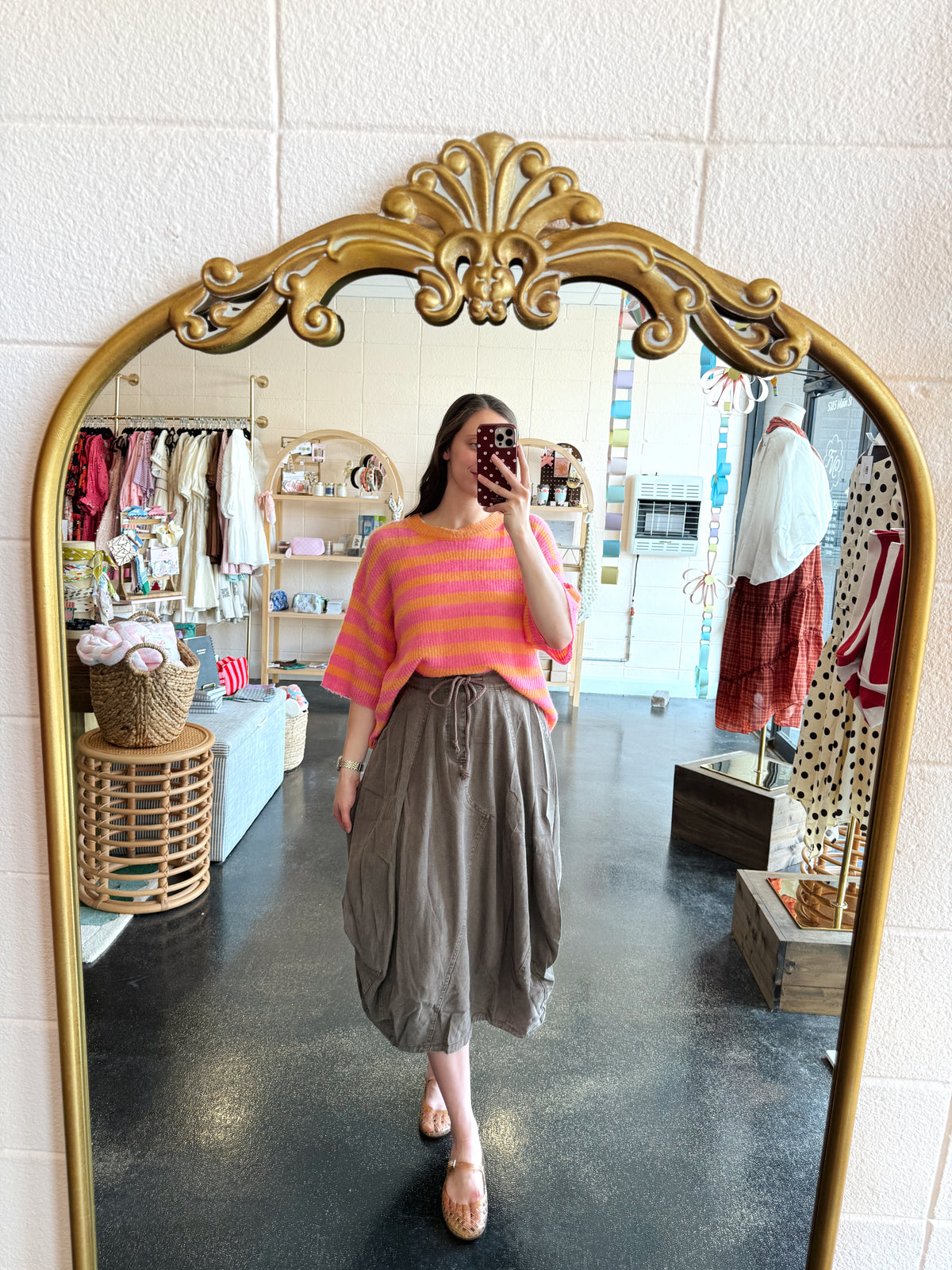 Washed Denim Balloon Skirt