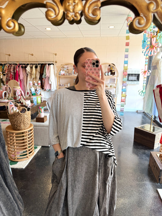Mix Stripe Oversized Top