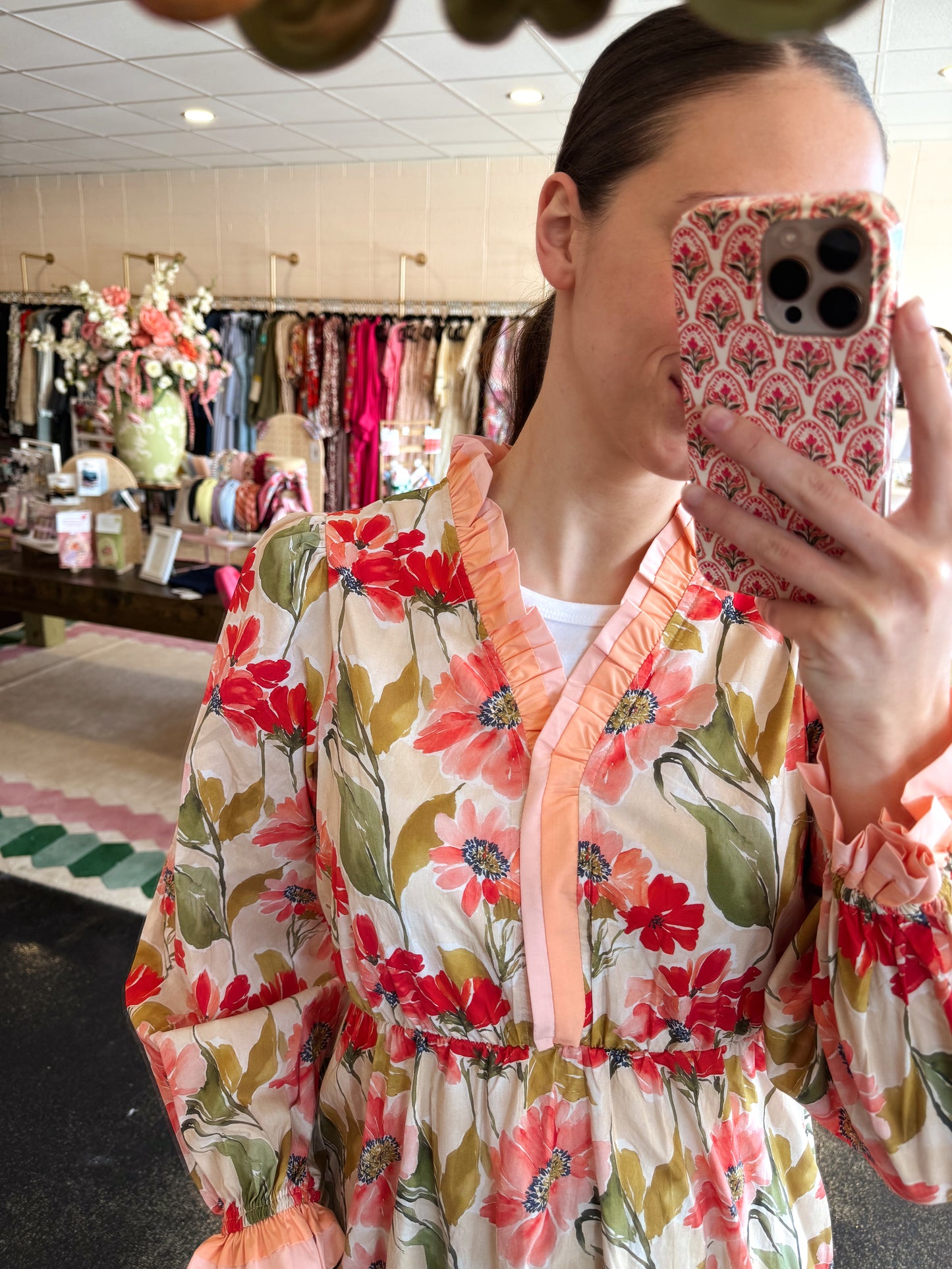 Olive & Pink Floral Dress