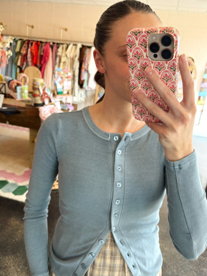 Slate Blue Button Front Top