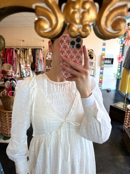 White Ruffle Detail Dress