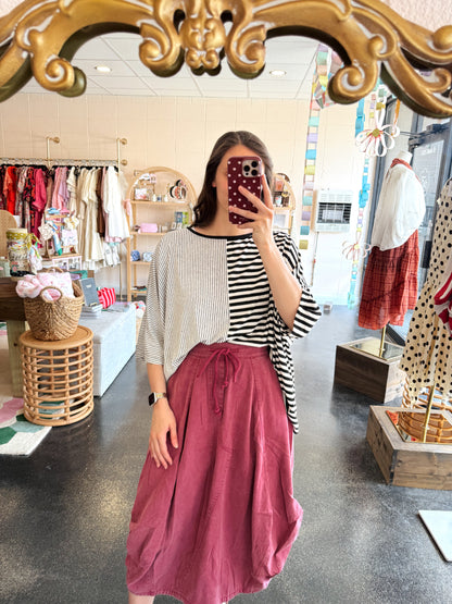 Washed Denim Balloon Skirt