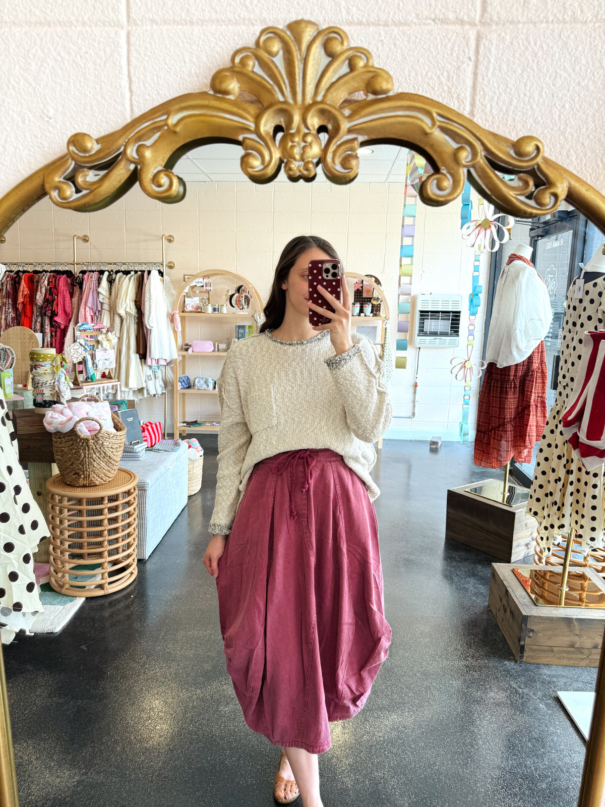 Washed Denim Balloon Skirt