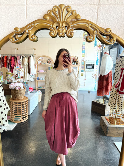 Washed Denim Balloon Skirt