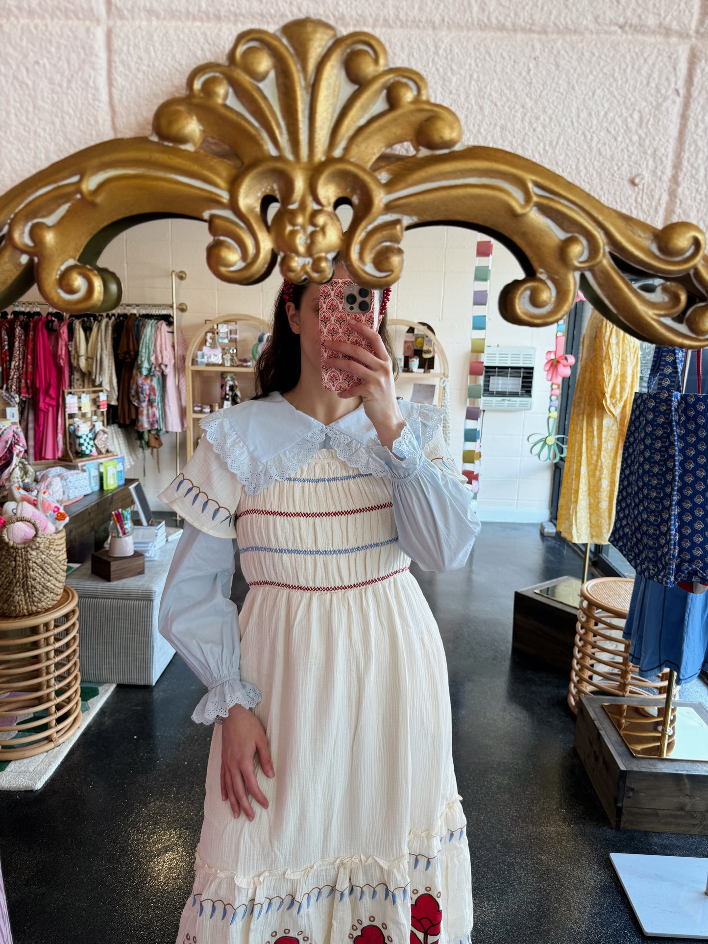 Cream Embroidered Dress